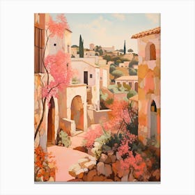 Algarve Portugal 4 Vintage Pink Travel Illustration Canvas Print