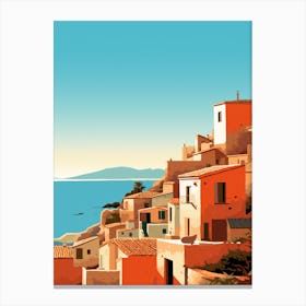 Spiaggia Di Tuerredda Sardinia Italy Mediterranean Style Illustration 2 Canvas Print