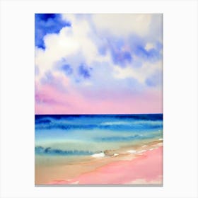 Injidup Beach, Australia Pink Watercolour Canvas Print