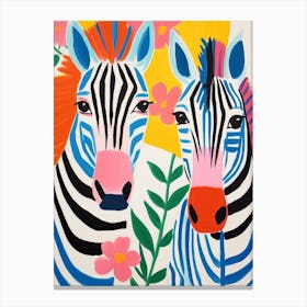 Colourful Kids Animal Art Zebra 2 Canvas Print