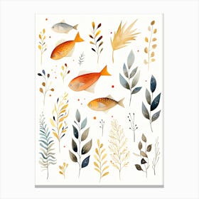 Fish Watercolour In Autumn Colours 1 Canvas Print