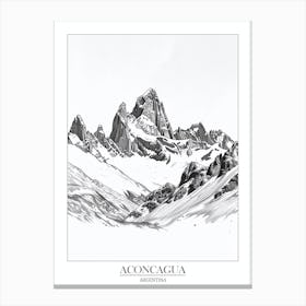 Aconcagua Argentina Line Drawing 2 Poster Canvas Print