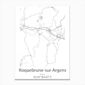 Roquebrune Sur Argens,France Minimalist Map Canvas Print