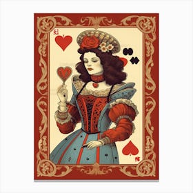 Alice In Wonderland Vintage Playing Card The Queen Of Hearts 2 Canvas Print