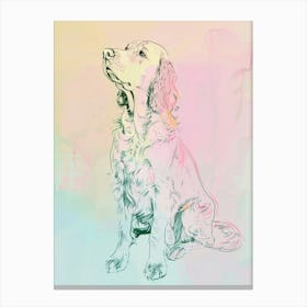  English Setter Dog Pastel Line Watercolour Illustration  3 Canvas Print