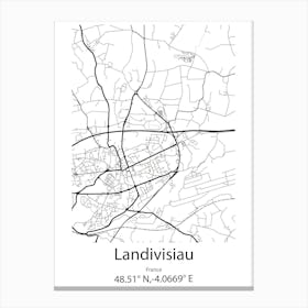 Landivisiau,France Minimalist Map Canvas Print