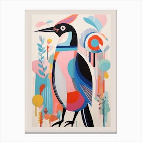 Colourful Scandi Bird Penguin 3 Canvas Print