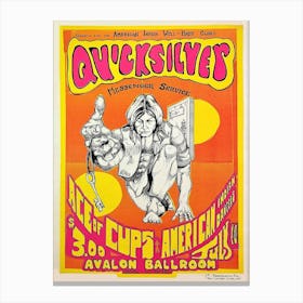 Retro Rock Band Concert Advert Postcard Quicksilver, Messenger Service Canvas Print