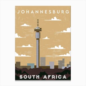 Johannesburg, South Africa — Retro travel minimalist poster Canvas Print