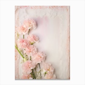 Pink Carnations On Lace Background Photo Canvas Print