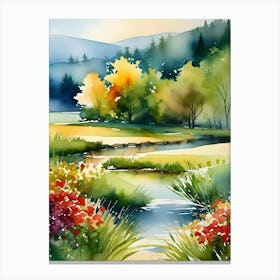 Watercolor Of A River 3 Canvas Print