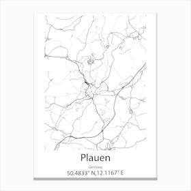 Plauen,Germany Minimalist Map Canvas Print