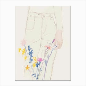 Jean Line Art Flowers 1 Canvas Print