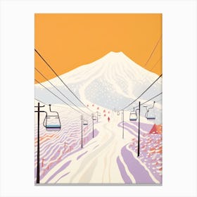 Niseko   Hokkaido, Japan, Ski Resort Pastel Colours Illustration 3 Canvas Print