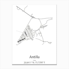 Antilla,Cuba Minimalist Map Canvas Print