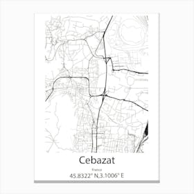 Cebazat,France Minimalist Map Canvas Print