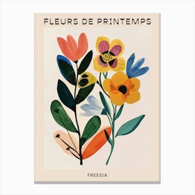 Spring Floral French Poster  Freesia 2 Canvas Print