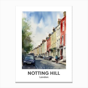 Notting Hill, London 2 Watercolour Travel Poster Canvas Print