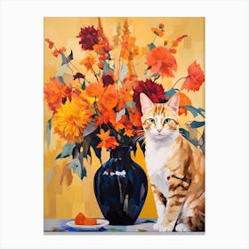 Snapdragon Flower Vase And A Cat, A Painting In The Style Of Matisse 2 Canvas Print