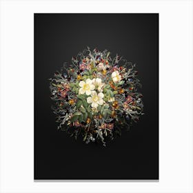 Vintage White Candolle Rose Flower Wreath on Wrought Iron Black n.2103 Canvas Print