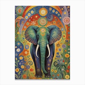 Elephant In The Rainbow Canvas Print