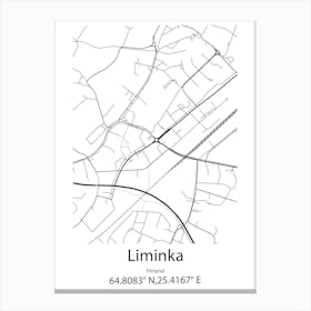 Liminka,Finland Minimalist Map Canvas Print