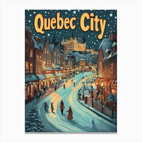 Aihrgdesign A Mid Century Modern Travel Poster For Quebec City 3 Canvas Print