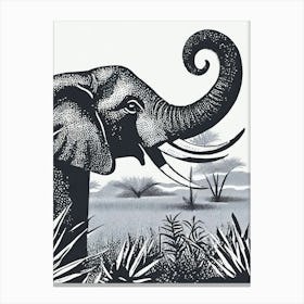 A Mighty Elephant Trumpet Among Savannah Grasses Canvas Print