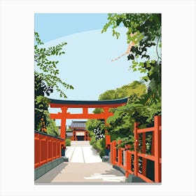 Kamakuras Tsurugaoka Hachimangu Japan 3 Colourful Illustration Canvas Print