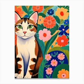 Cat In Flowers Canvas Print