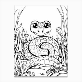 Line Art Jungle Animal Bushmaster Snake 2 Canvas Print