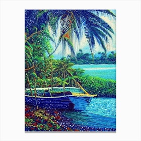 Guna Yala Panama Pointillism Style Tropical Destination Canvas Print