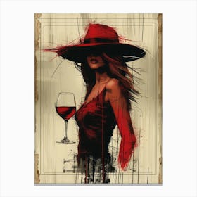 Woman With A Glass Of Wine 3 Canvas Print