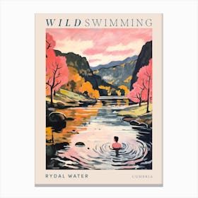 Wild Swimming At Rydal Water Cumbria 3 Poster Canvas Print