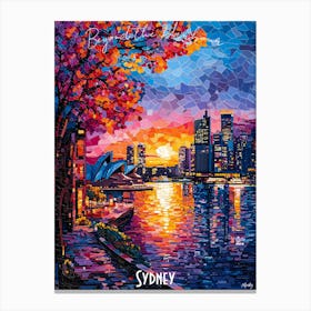 Sydney Skyline, abstract cubism vibrant Poster Canvas Print