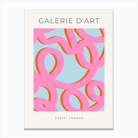 Pink And Blue Retro Abstract Line Canvas Print