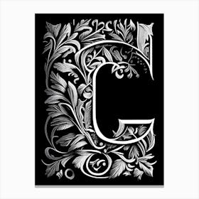C, Letter, Alphabet Linocut 1 Canvas Print