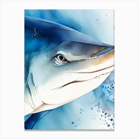 Shark Fin Watercolour Canvas Print