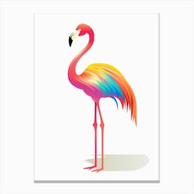 Colourful Geometric Bird Flamingo 2 Canvas Print