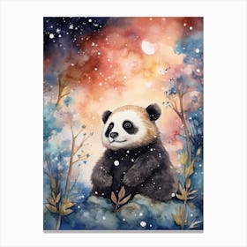 Panda Art Stargazing Watercolour 2 Canvas Print