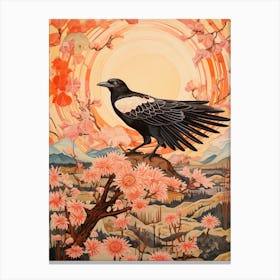 Magpie 5 Detailed Bird Painting Canvas Print