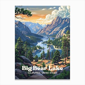 Big Bear Lake San Bernardino Digital Travel Illustration Canvas Print