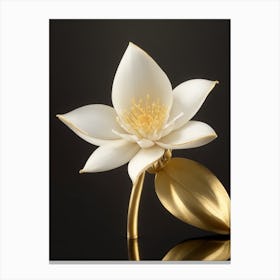 Dreamshaper V7 Vanilla Flower In Gold 1 Canvas Print