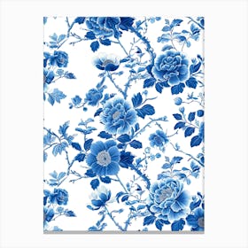 Blue And White Floral Pattern Canvas Print