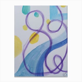 Watercolor Abstract Painting - Purple Yellow Blue Canvas Print