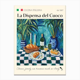 La Dispensa Del Cuoco Trattoria Italian Poster Food Kitchen Canvas Print