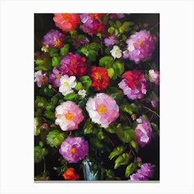 Violet Still Life Oil Painting Flower Canvas Print