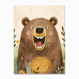 Brown Bear Growling Storybook Illustration 2 Canvas Print
