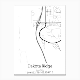 Dakota Ridge,United States Minimalist Map Canvas Print