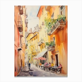Parma, Italy Watercolour Streets 1 Canvas Print